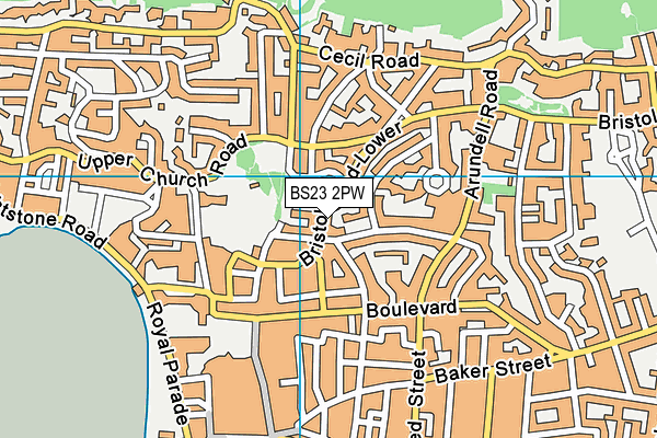 BS23 2PW map - OS VectorMap District (Ordnance Survey)