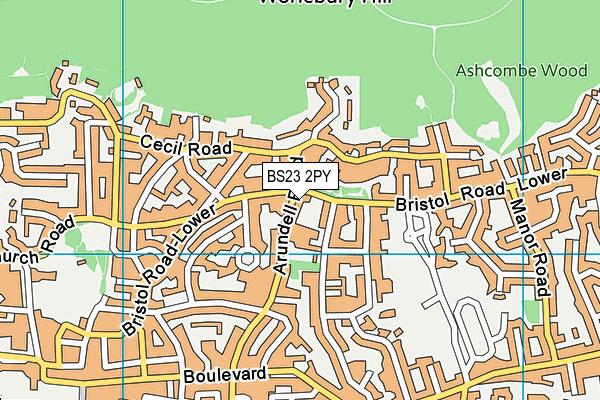 BS23 2PY map - OS VectorMap District (Ordnance Survey)