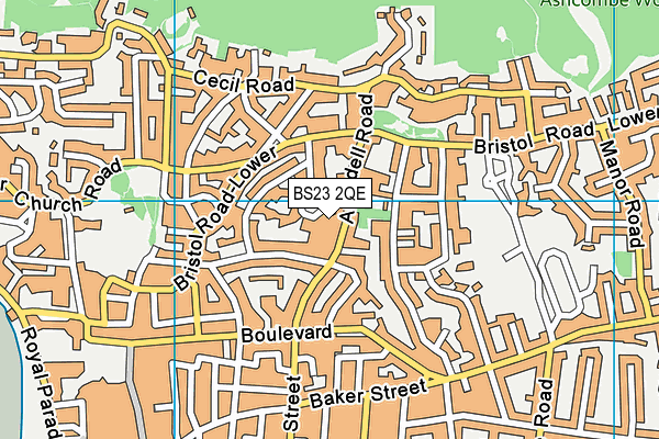 BS23 2QE map - OS VectorMap District (Ordnance Survey)