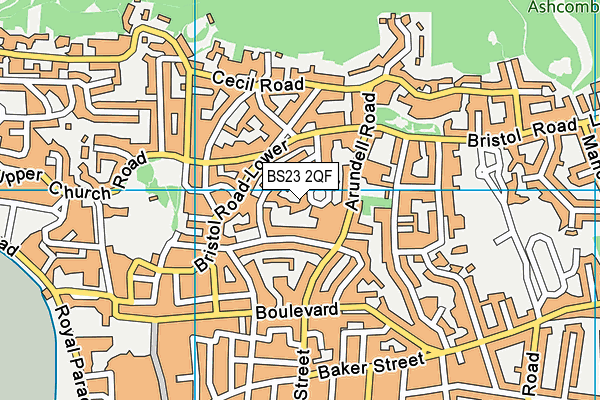 BS23 2QF map - OS VectorMap District (Ordnance Survey)