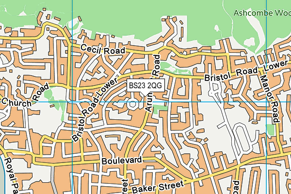 BS23 2QG map - OS VectorMap District (Ordnance Survey)