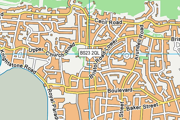 BS23 2QL map - OS VectorMap District (Ordnance Survey)