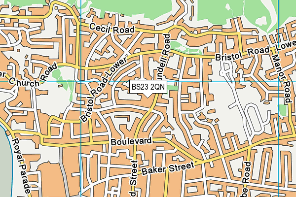 BS23 2QN map - OS VectorMap District (Ordnance Survey)