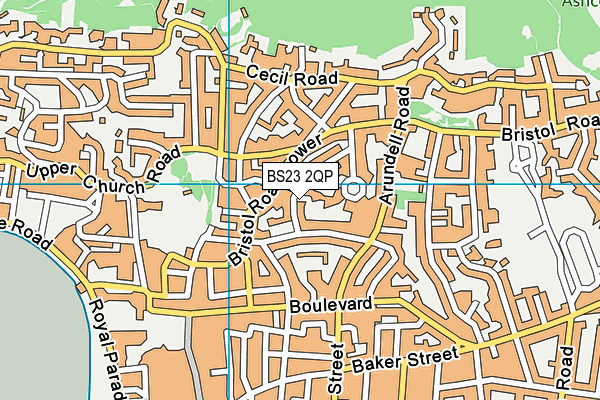 BS23 2QP map - OS VectorMap District (Ordnance Survey)