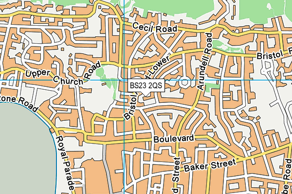 BS23 2QS map - OS VectorMap District (Ordnance Survey)