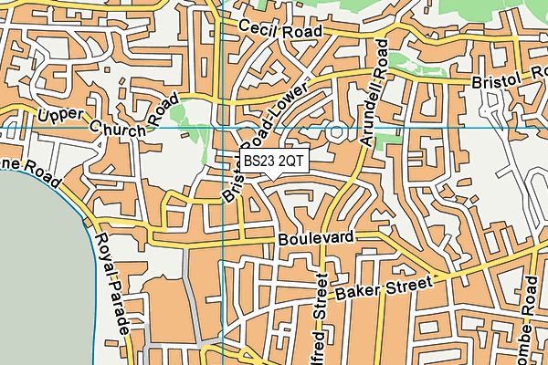 BS23 2QT map - OS VectorMap District (Ordnance Survey)