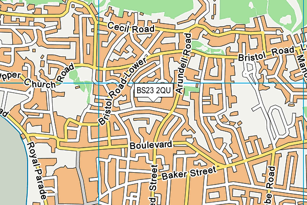 BS23 2QU map - OS VectorMap District (Ordnance Survey)
