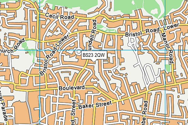 BS23 2QW map - OS VectorMap District (Ordnance Survey)