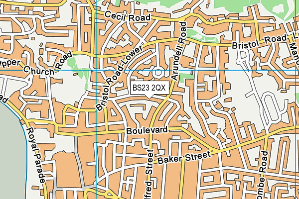 BS23 2QX map - OS VectorMap District (Ordnance Survey)