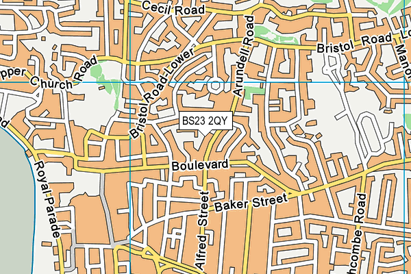 Victoria Bowling Club map (BS23 2QY) - OS VectorMap District (Ordnance Survey)
