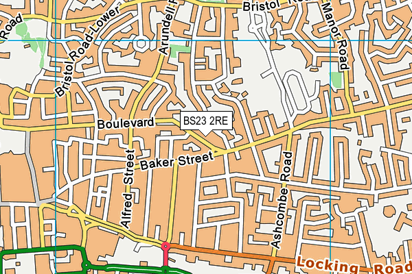 BS23 2RE map - OS VectorMap District (Ordnance Survey)