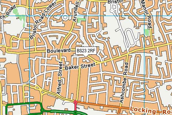 BS23 2RF map - OS VectorMap District (Ordnance Survey)