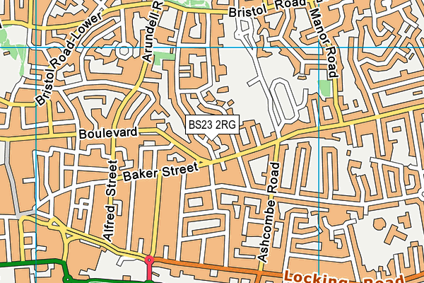 BS23 2RG map - OS VectorMap District (Ordnance Survey)