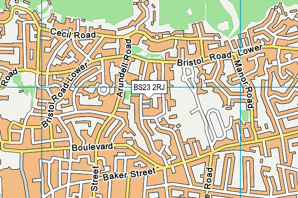 BS23 2RJ map - OS VectorMap District (Ordnance Survey)
