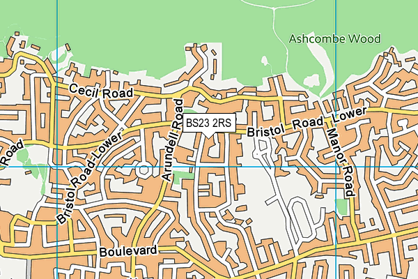 BS23 2RS map - OS VectorMap District (Ordnance Survey)