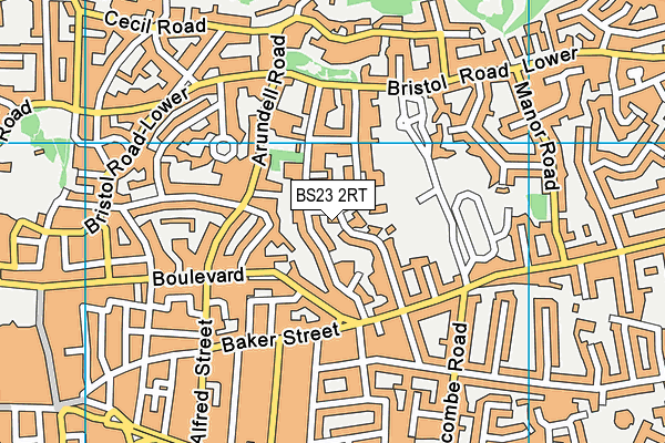 BS23 2RT map - OS VectorMap District (Ordnance Survey)