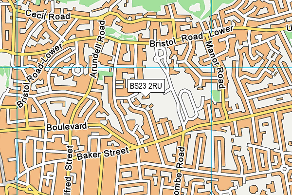 BS23 2RU map - OS VectorMap District (Ordnance Survey)