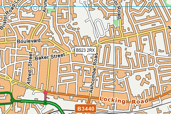 BS23 2RX map - OS VectorMap District (Ordnance Survey)