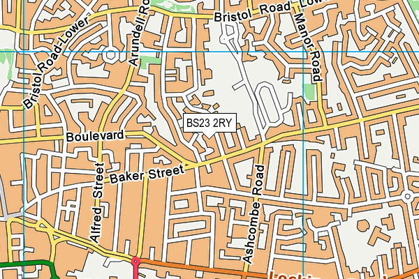 BS23 2RY map - OS VectorMap District (Ordnance Survey)