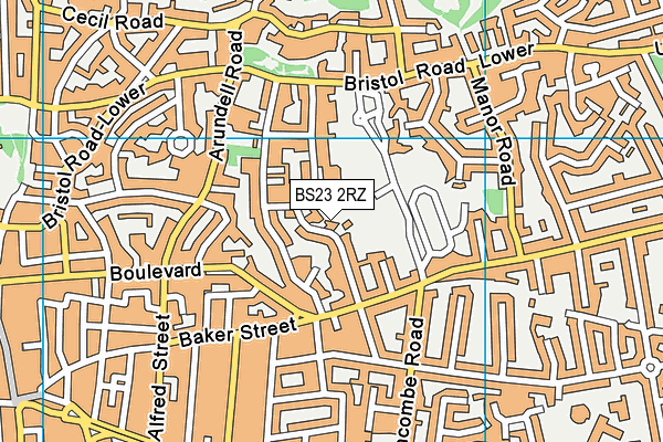 BS23 2RZ map - OS VectorMap District (Ordnance Survey)