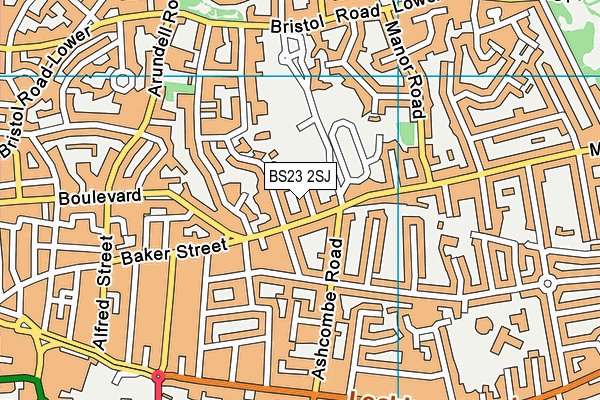 BS23 2SJ map - OS VectorMap District (Ordnance Survey)