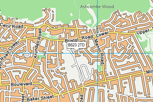 BS23 2TD map - OS VectorMap District (Ordnance Survey)