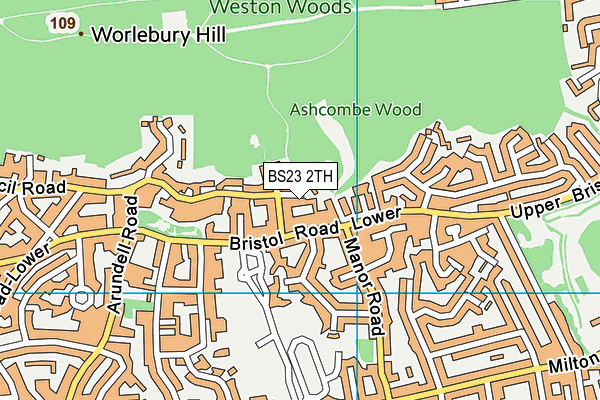 BS23 2TH map - OS VectorMap District (Ordnance Survey)