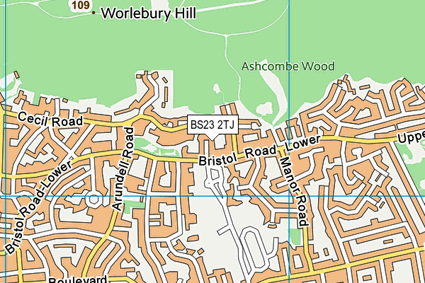 BS23 2TJ map - OS VectorMap District (Ordnance Survey)