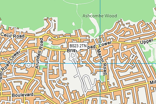 BS23 2TN map - OS VectorMap District (Ordnance Survey)