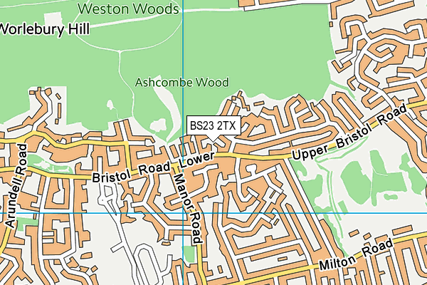 BS23 2TX map - OS VectorMap District (Ordnance Survey)