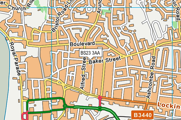 BS23 3AA map - OS VectorMap District (Ordnance Survey)