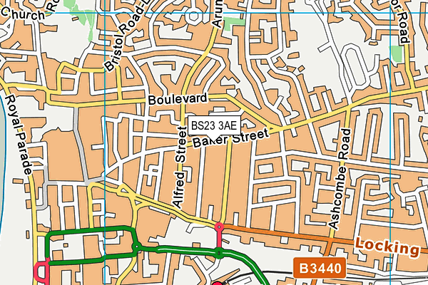 BS23 3AE map - OS VectorMap District (Ordnance Survey)