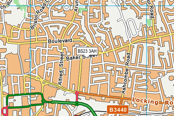 BS23 3AH map - OS VectorMap District (Ordnance Survey)