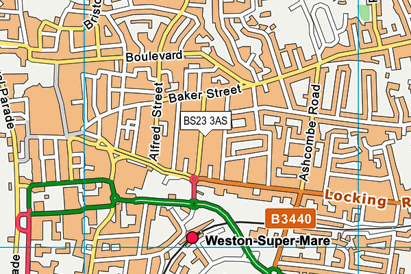BS23 3AS map - OS VectorMap District (Ordnance Survey)