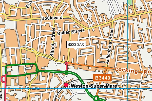 BS23 3AX map - OS VectorMap District (Ordnance Survey)