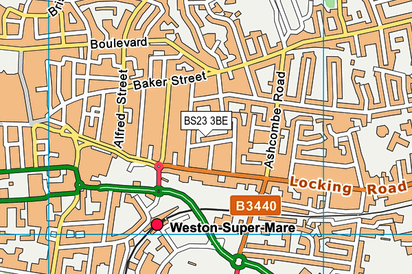 BS23 3BE map - OS VectorMap District (Ordnance Survey)
