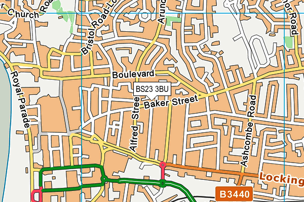 BS23 3BU map - OS VectorMap District (Ordnance Survey)