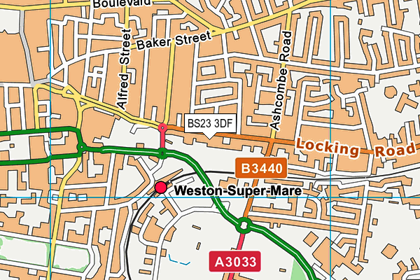 BS23 3DF map - OS VectorMap District (Ordnance Survey)