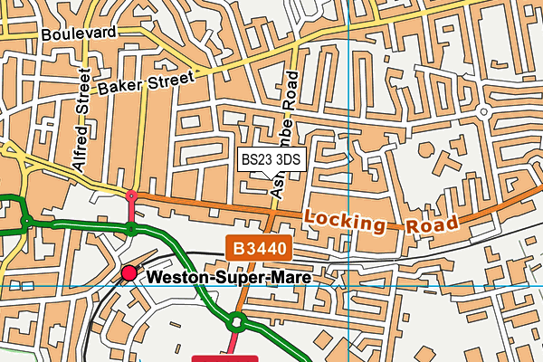 BS23 3DS map - OS VectorMap District (Ordnance Survey)
