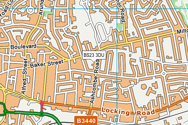 BS23 3DU map - OS VectorMap District (Ordnance Survey)