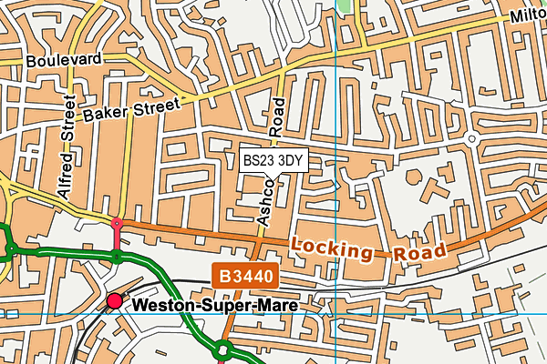 BS23 3DY map - OS VectorMap District (Ordnance Survey)