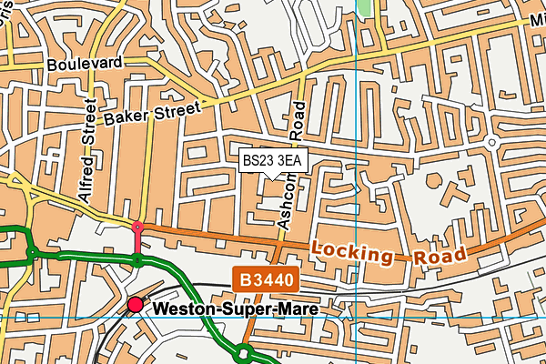 BS23 3EA map - OS VectorMap District (Ordnance Survey)