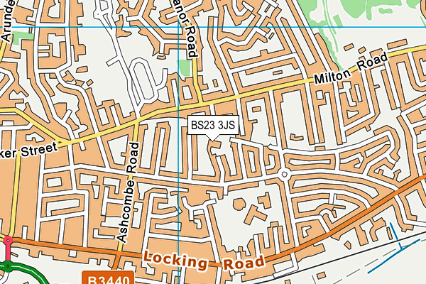 BS23 3JS map - OS VectorMap District (Ordnance Survey)