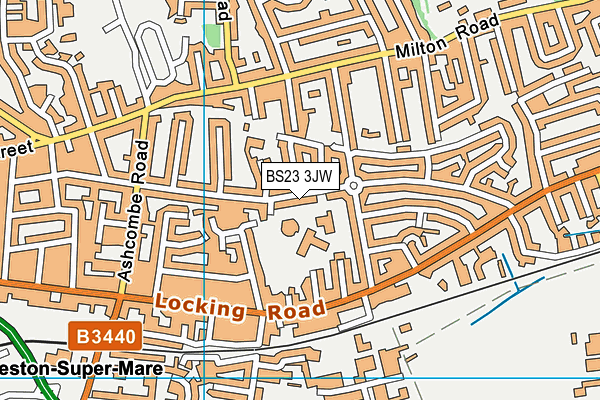 Ashcombe Primary School map (BS23 3JW) - OS VectorMap District (Ordnance Survey)