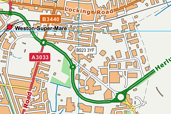 BS23 3YF map - OS VectorMap District (Ordnance Survey)