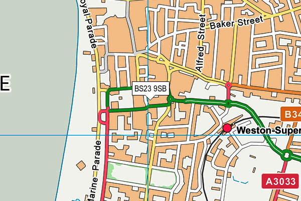 BS23 9SB map - OS VectorMap District (Ordnance Survey)