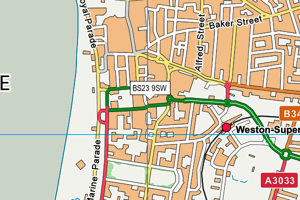 BS23 9SW map - OS VectorMap District (Ordnance Survey)