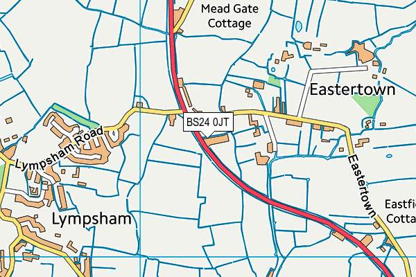 BS24 0JT map - OS VectorMap District (Ordnance Survey)