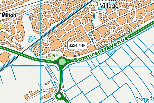 BS24 7HR map - OS VectorMap District (Ordnance Survey)