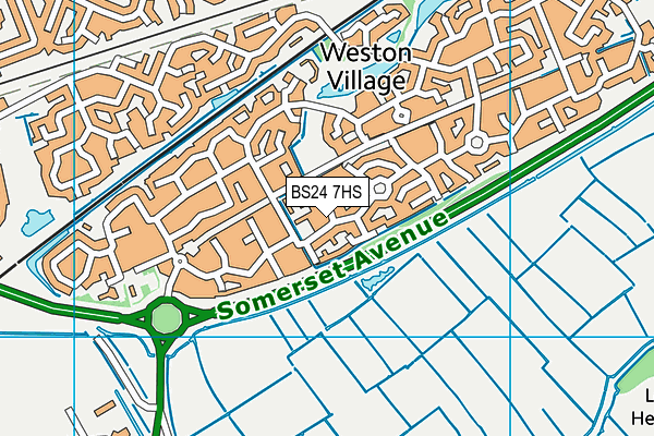 BS24 7HS map - OS VectorMap District (Ordnance Survey)